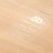 Elegant Floral White Daisies Wedding アクリル招待状 (レイダウン)