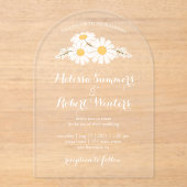 Elegant Floral White Daisies Wedding アクリル招待状 (正面)