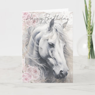 Elegant Floral White Horse シーズンカード
