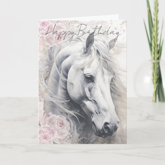 Elegant Floral White Horse シーズンカード (正面)