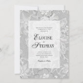 Elegant Floral White Lace Wedding 招待状 (正面)