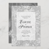 Elegant Floral White Lace Wedding 招待状 (正面/裏面)