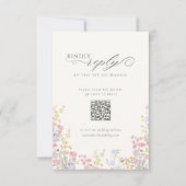 Elegant Floral Wildflower Calligraphy QR Code 出欠カード (正面)