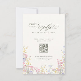 Elegant Floral Wildflower Calligraphy QR Code 出欠カード
