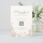 Elegant Floral Wildflower Calligraphy QR Code 出欠カード (スタンド正面)