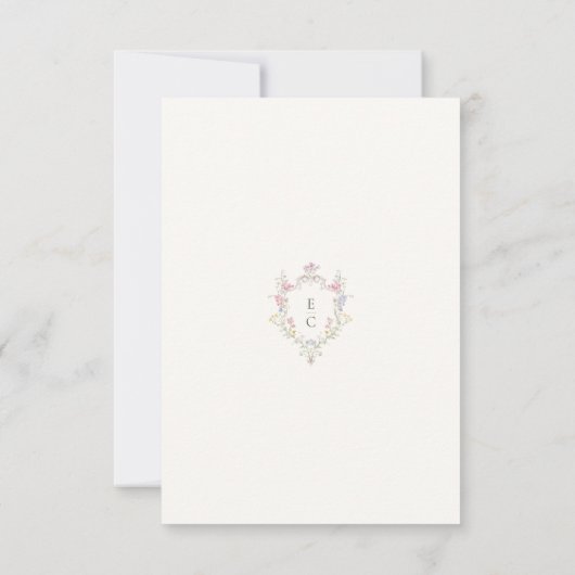 Elegant Floral Wildflower Calligraphy QR Code 出欠カード (裏面)