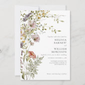 Elegant Floral Wildflower Photo Wedding 招待状 (正面)