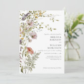 Elegant Floral Wildflower Photo Wedding 招待状 (スタンド正面)