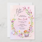 Elegant Floral with Butterflies Party Baby Shower  招待状 (正面)