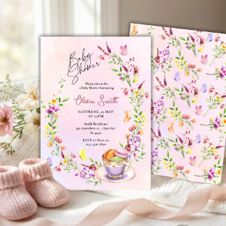 Elegant Floral with Butterflies Party Baby Shower  招待状