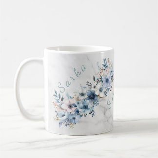 Elegant Floral Wooden Tray & Matching Mug Set コーヒーマグカップ