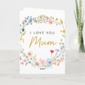 Elegant Floral Wreath Birthday Card for Mum カード (裏面)