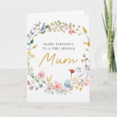 Elegant Floral Wreath Birthday Card for Mum カード (正面)