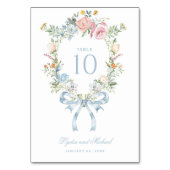 Elegant Floral Wreath Crest Monogram Table Number テーブルナンバー (裏面)
