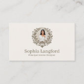 Elegant Floral Wreath Luxury Sophisticated Photo 名刺 (正面)