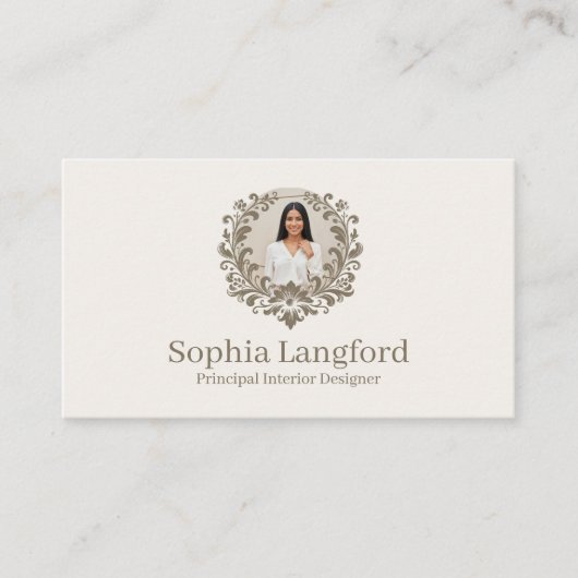 Elegant Floral Wreath Luxury Sophisticated Photo 名刺 (正面)