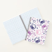 Elegant Floral Wreath & Romantic Hearts Notebook ノートブック (内部)
