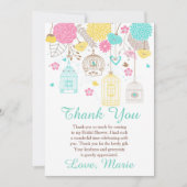 Elegant Floral Yellow and Pink Bridal Shower サンキューカード (正面)