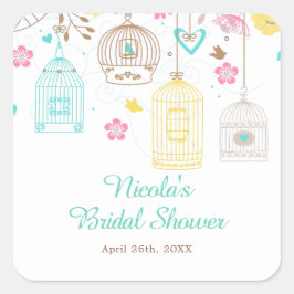 Elegant Floral Yellow and Pink Bridal Shower スクエアシール