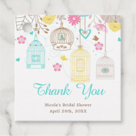 Elegant Floral Yellow and Pink Bridal Shower フェイバータグ