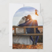 Elegant floral yellow blue wedding arched photo 招待状 (裏面)