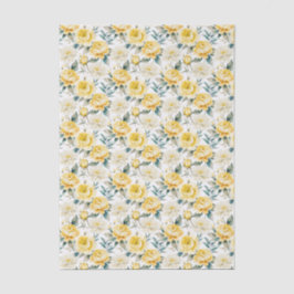 Elegant Floral Yellow Chryanthemum and Peony 薄葉紙