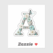 Elegant Floral Your Monogram A Vinyl Stickers シール (シート)