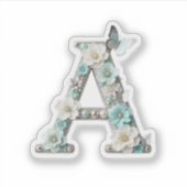Elegant Floral Your Monogram A Vinyl Stickers シール (正面)