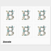 Elegant Floral Your Monogram B Paper Stickers スクエアシール (シート)