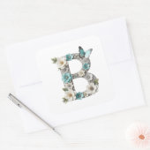 Elegant Floral Your Monogram B Paper Stickers スクエアシール (封筒)