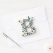 Elegant Floral Your Monogram B Paper Stickers スクエアシール (封筒)