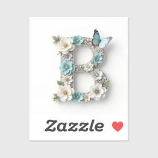 Elegant Floral Your Monogram B Vinyl Stickers シール