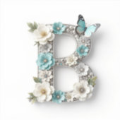 Elegant Floral Your Monogram B Vinyl Stickers シール (正面)