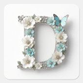 Elegant Floral Your Monogram D Paper Stickers スクエアシール (正面)