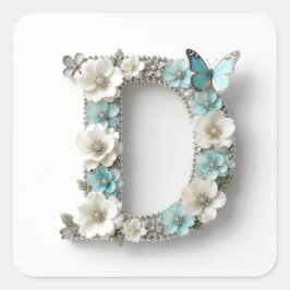 Elegant Floral Your Monogram D Paper Stickers スクエアシール