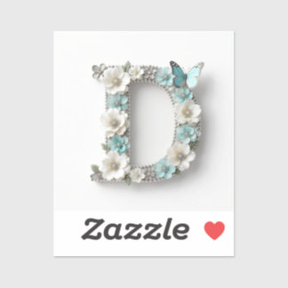 Elegant Floral Your Monogram D Vinyl Stickers シール