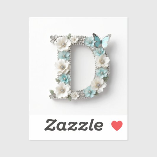 Elegant Floral Your Monogram D Vinyl Stickers シール (シート)