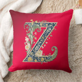 Elegant Floral Z Monogram Throw Pillow クッション (ブランケット)