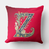 Elegant Floral Z Monogram Throw Pillow クッション (正面)