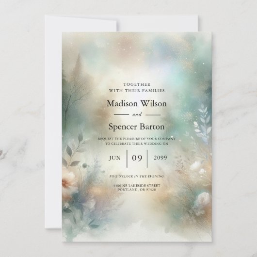 Elegant Florals in a Woodland Realm Wedding 招待状 (正面)