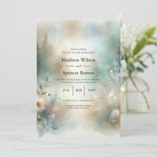 Elegant Florals in a Woodland Realm Wedding 招待状 (スタンド正面)