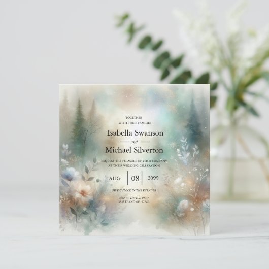 Elegant Florals in a Woodland Realm Wedding 招待状 (スタンド正面)