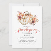 Elegant Florals & Pumpkins Friendsgiving Dinner 招待状 (正面)