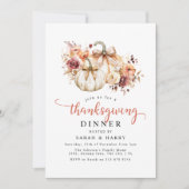 Elegant Florals & Pumpkins Thanksgiving Dinner 招待状 (正面)