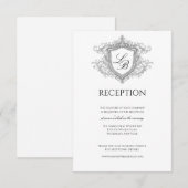 Elegant Flourish Crest Monogram Reception Card エンクロージャーカード (正面/裏面)
