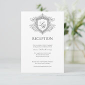 Elegant Flourish Crest Monogram Reception Card エンクロージャーカード (スタンド正面)