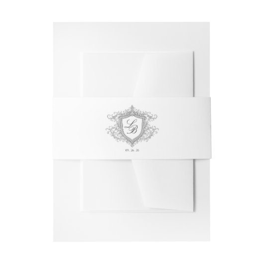Elegant Flourish Crest Monogram Wedding Invitation 招待状ベリーバンド (正面例)
