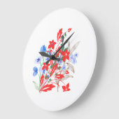 Elegant Flower and Leaves Artwork | Minimal  ラージ壁時計 (傾斜)