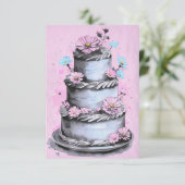 Elegant Flower Cake Birthday Card カード (スタンド正面)