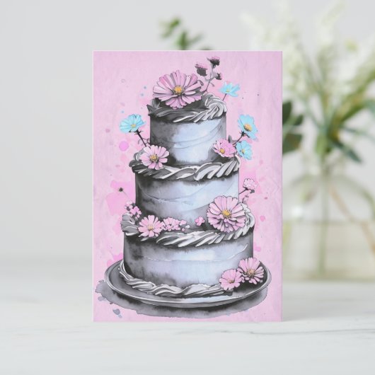 Elegant Flower Cake Birthday Card カード (スタンド正面)